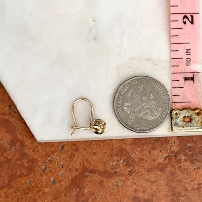 14KT Yellow Gold Diamond-Cut 6mm Ball Dangle Wire Earrings