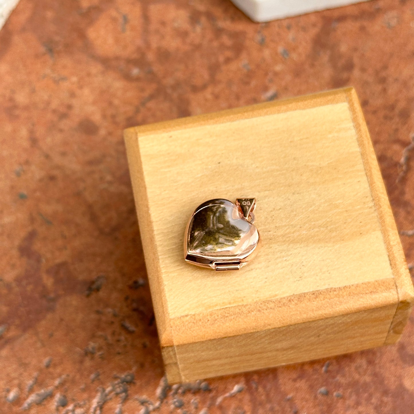 10KT Rose Gold Mini Heart Locket Pendant 21mm