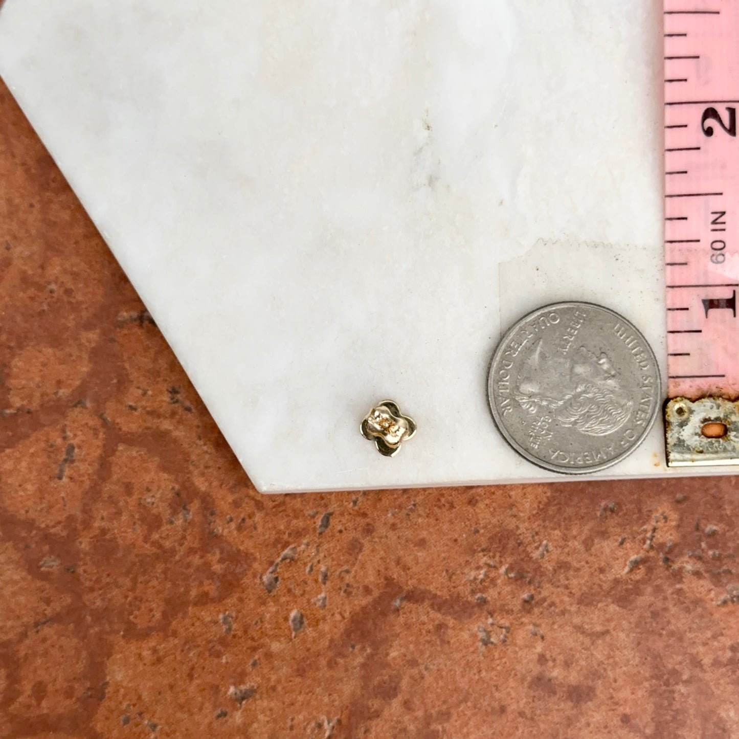 14KT Yellow Gold 4 Leaf Clover Stud Earrings 7mm