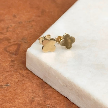 14KT Yellow Gold 4 Leaf Clover Stud Earrings 7mm