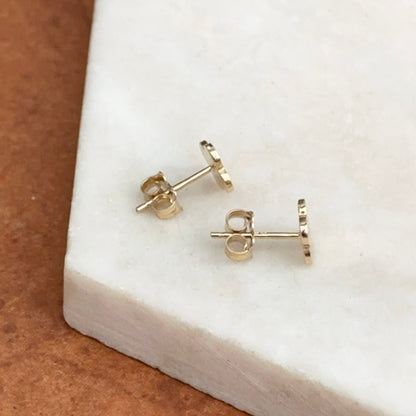 14KT Yellow Gold 4 Leaf Clover Stud Earrings 7mm