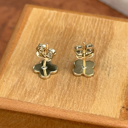 14KT Yellow Gold 4 Leaf Clover Stud Earrings 7mm