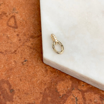 14KT Yellow Gold Oval Diamond Pendant Hanger Hinged Clasp