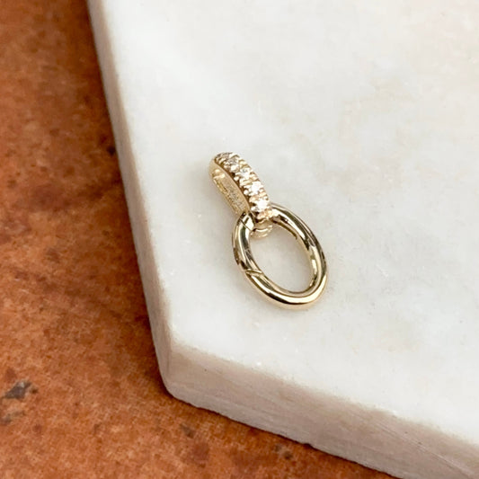 14KT Yellow Gold Oval Diamond Pendant Hanger Hinged Clasp