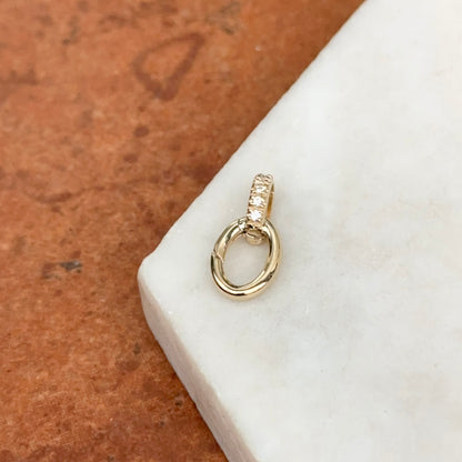 14KT Yellow Gold Oval Diamond Pendant Hanger Hinged Clasp