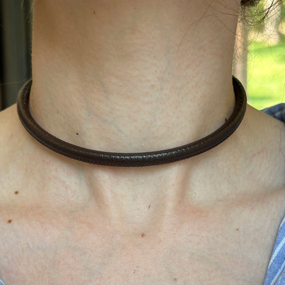 14KT Yellow Gold Dark Brown 5mm Leather Cord Necklace