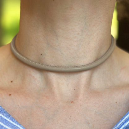 14KT Yellow Gold Beige Brown 5mm Leather Cord Necklace