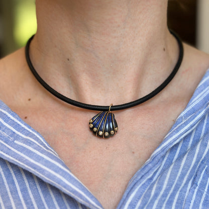 14KT Yellow Gold 3mm Black Leather Cord Necklace