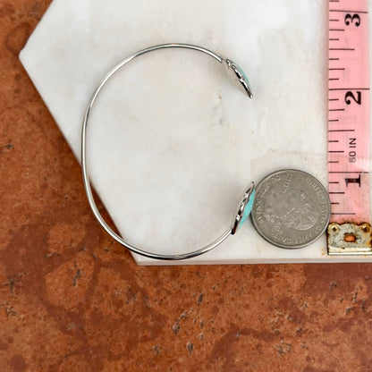 Sterling Silver Cabochon Turquoise Open Cuff Wire Bracelet