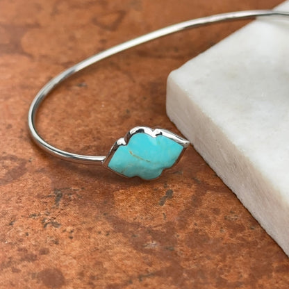 Sterling Silver Cabochon Turquoise Open Cuff Wire Bracelet