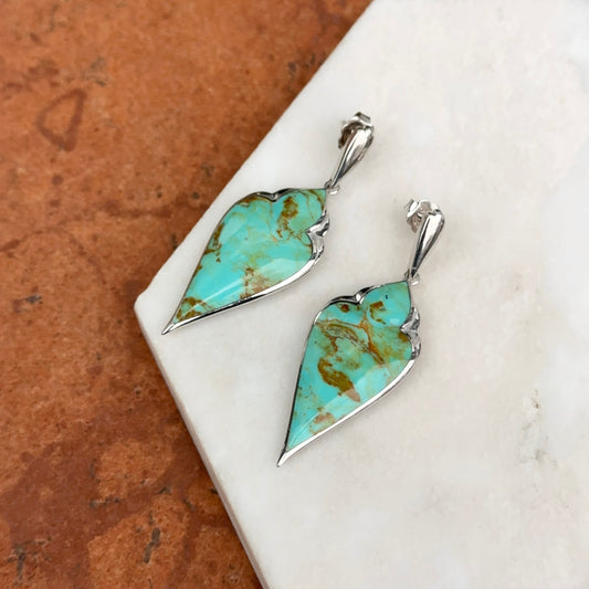 Sterling Silver Kabana Cabochon Turquoise Dangle Earrings