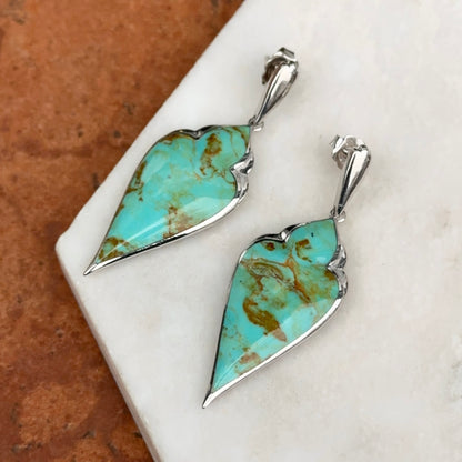 Sterling Silver Kabana Cabochon Turquoise Dangle Earrings