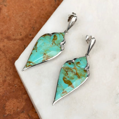 Sterling Silver Kabana Cabochon Turquoise Dangle Earrings