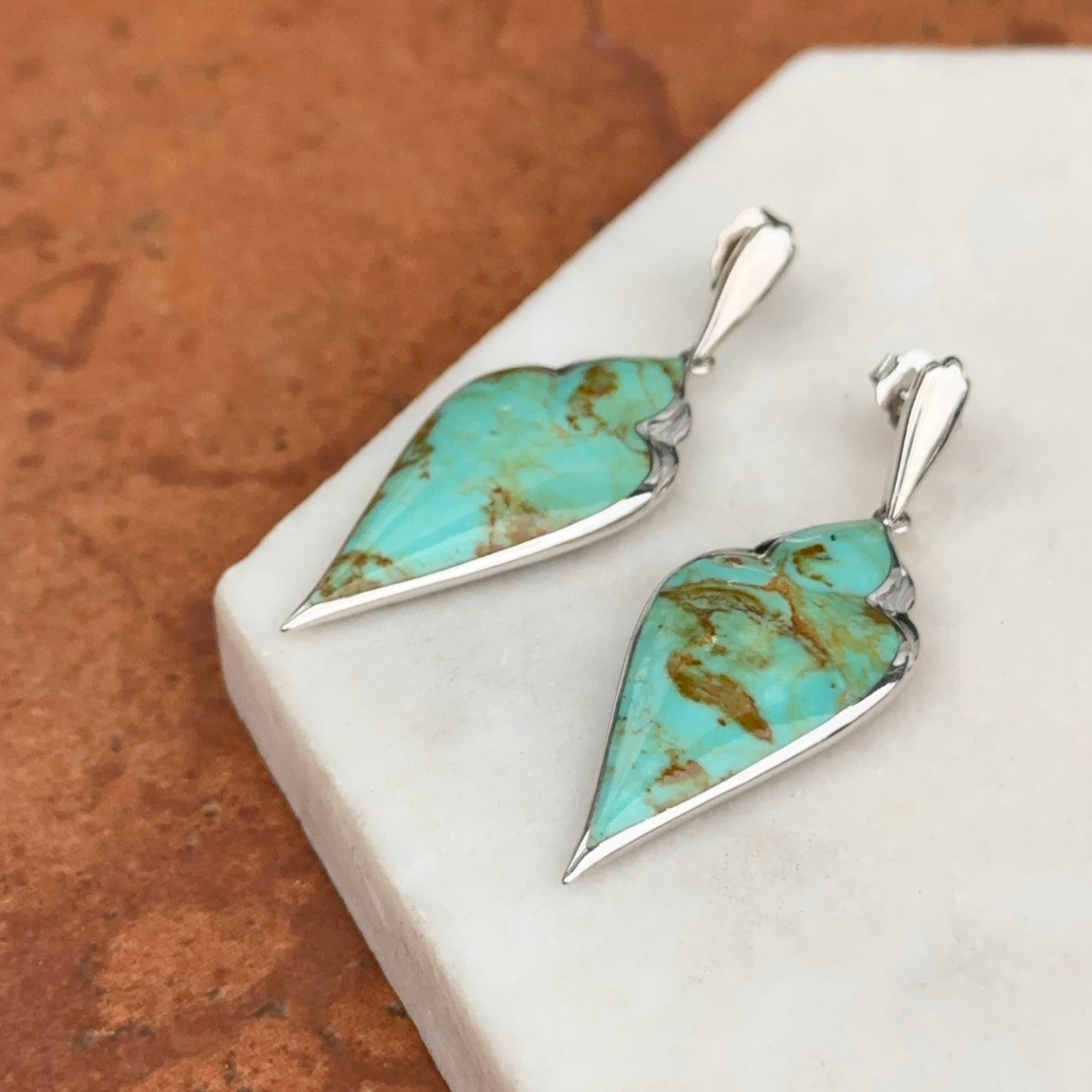 Sterling Silver Kabana Cabochon Turquoise Dangle Earrings
