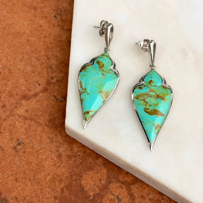 Sterling Silver Kabana Cabochon Turquoise Dangle Earrings