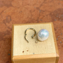 Load image into Gallery viewer, 14KT Yellow Gold Baroque White Pearl Charm Hoop Earrings