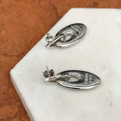 Sterling Silver Kabana Oval Turquoise Cut-Out Dangle Earrings