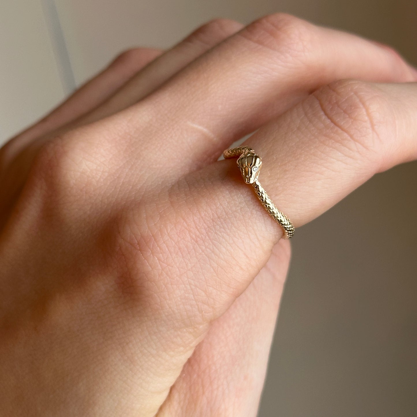 14KT Yellow Gold Diamond Snake Ring