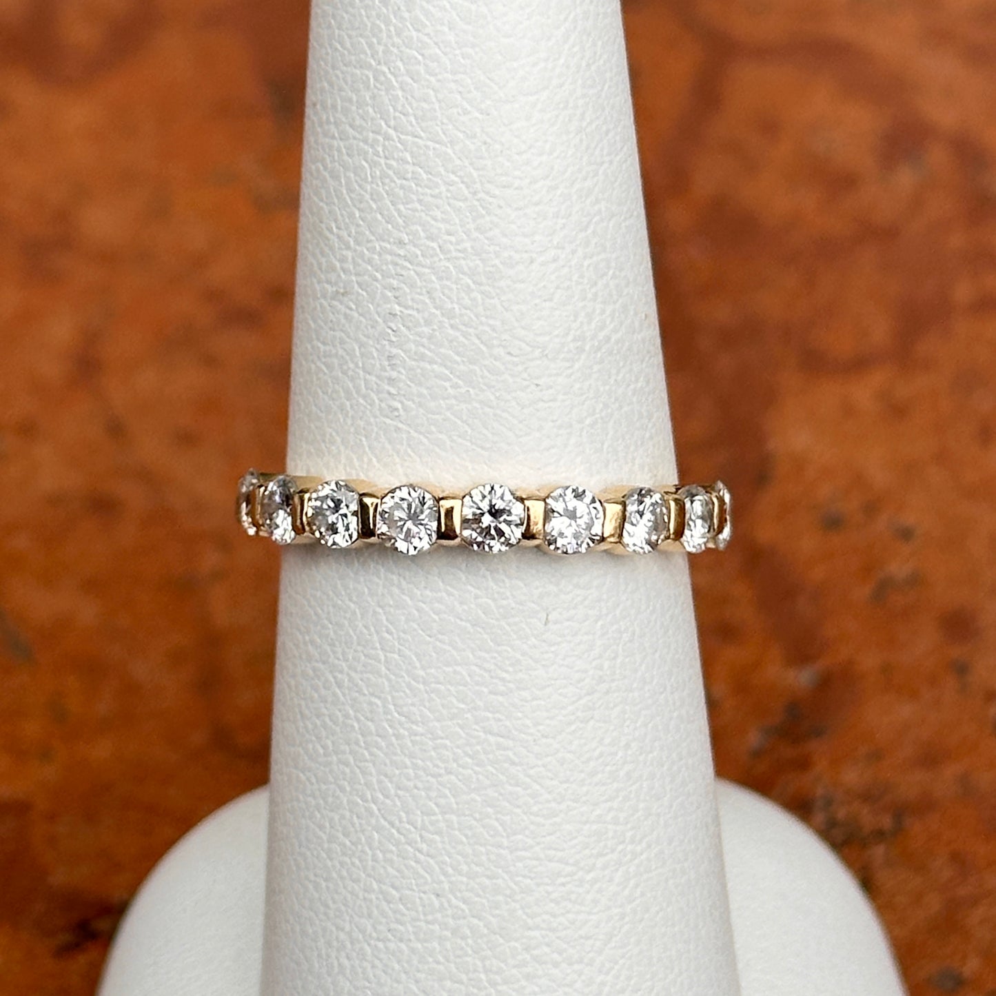 Estate 18KT Yellow Gold Anniversary Channel-Set Round Diamond Band Ring