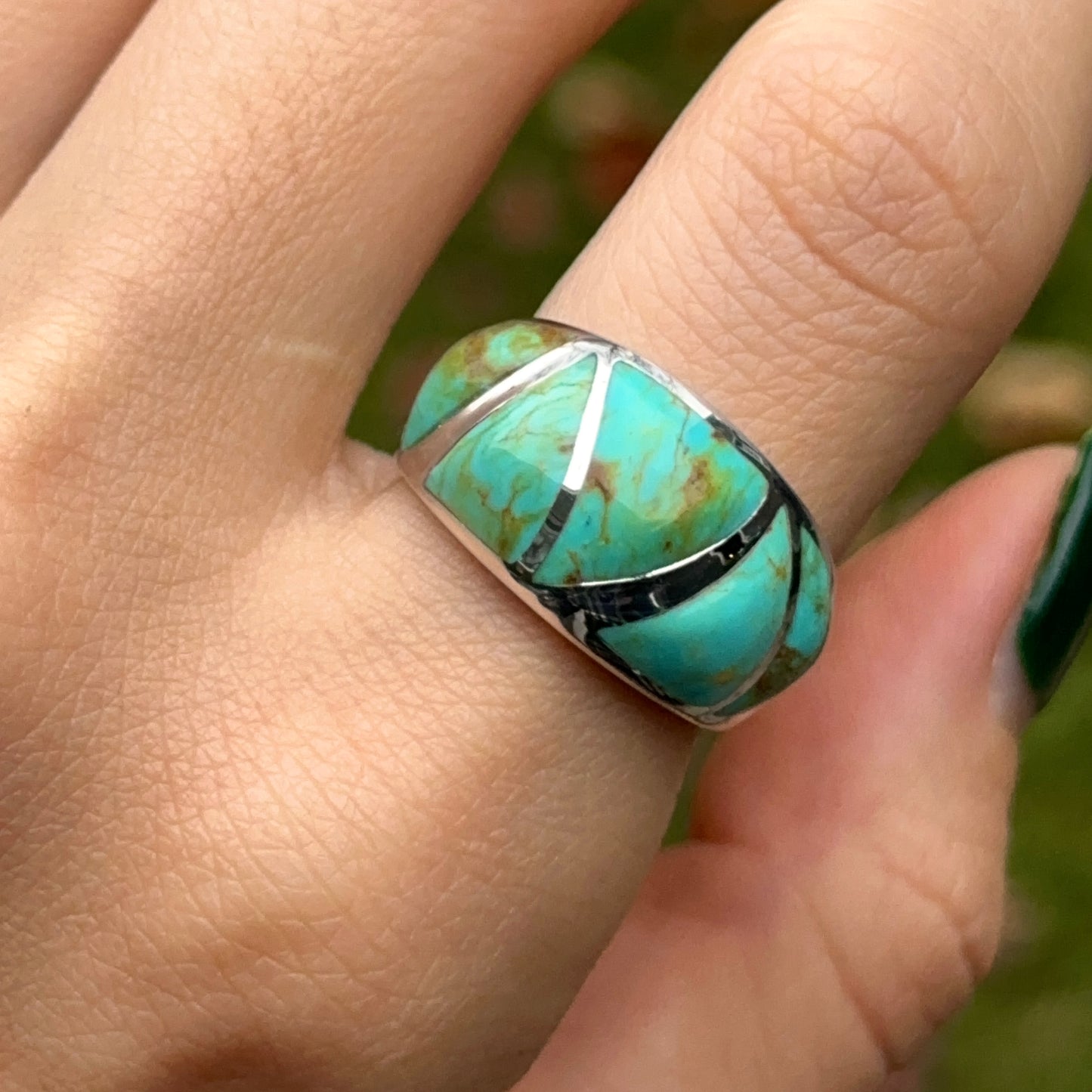Sterling Silver Kabana Triangle Cabochon Turquoise RIng