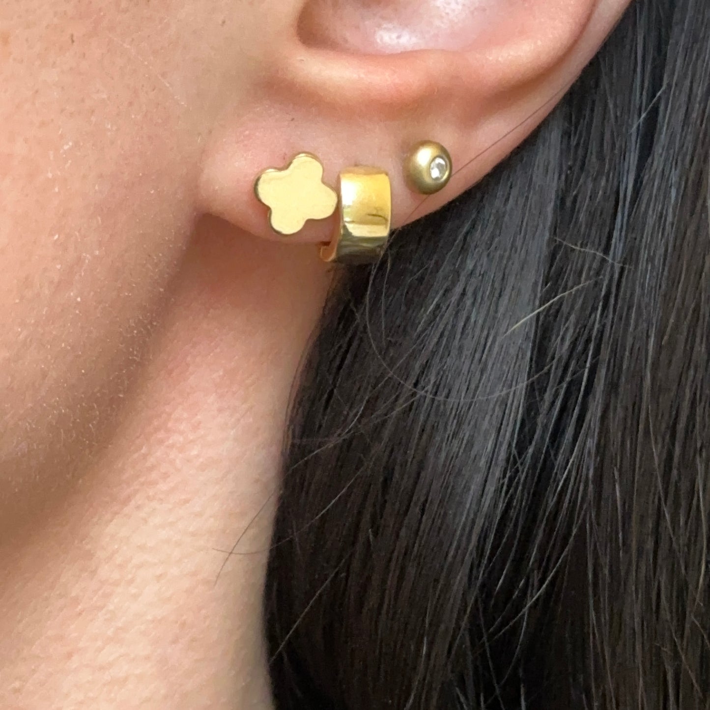 14KT Yellow Gold 4 Leaf Clover Stud Earrings 7mm