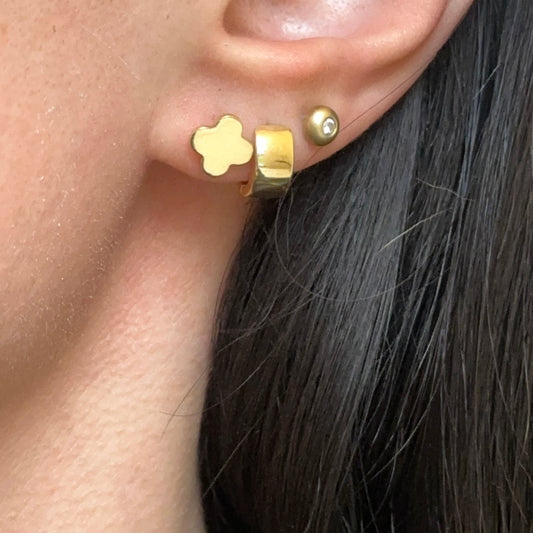 14KT Yellow Gold 4 Leaf Clover Stud Earrings 7mm