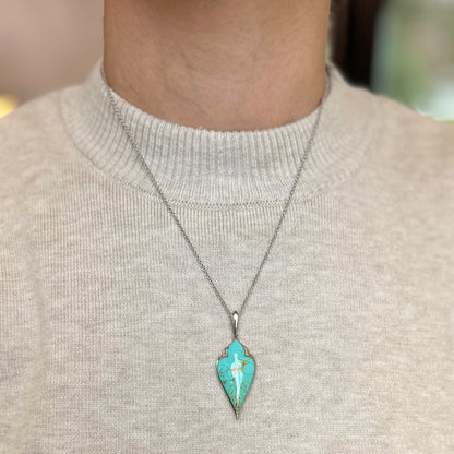 Sterling Silver Kabana Turquoise Pendant Cable Necklace