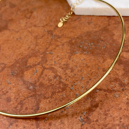 18KT Yellow Gold Round 2.5mm Tube Collar Adjustable Necklace