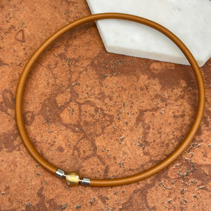 Brown Leather + Stainless Steel 5mm Cord Swap Necklace