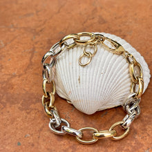 Load image into Gallery viewer, 14KT Yellow Gold + White Gold Rolo Link Chain Bracelet