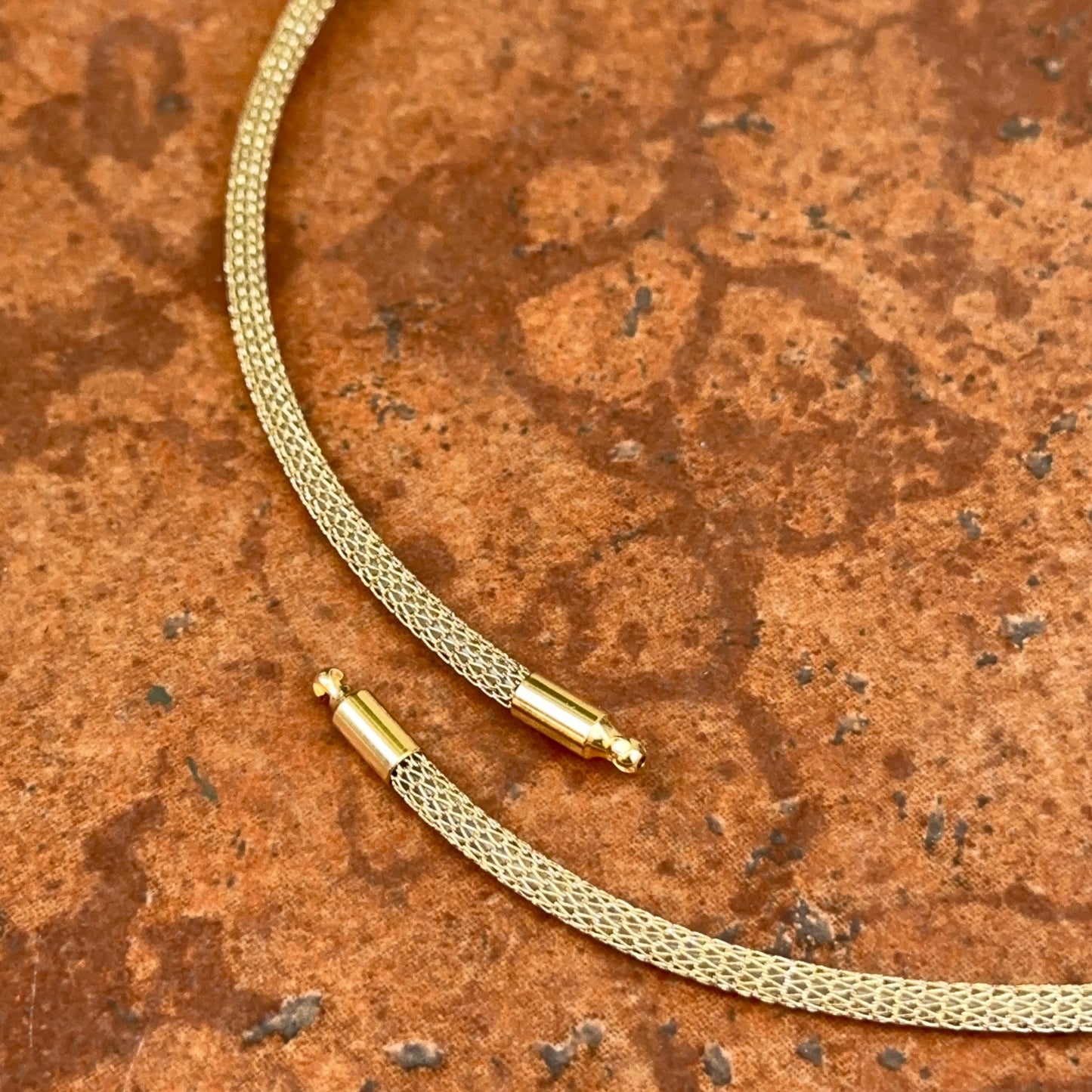 Gold Colored Poly 3mm Mesh Cord Swap Necklace