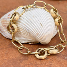 Load image into Gallery viewer, 14KT Yellow Gold Matte + Polished Oval Link Chain Bracelet