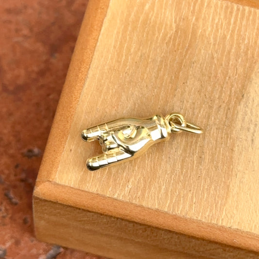 14KT Yellow Gold 3D Mano Hand Pendant Charm Small 25mm