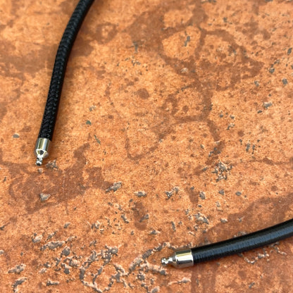 Black Stitched Leather + Stainless Steel 5mm Cord Swap Necklace