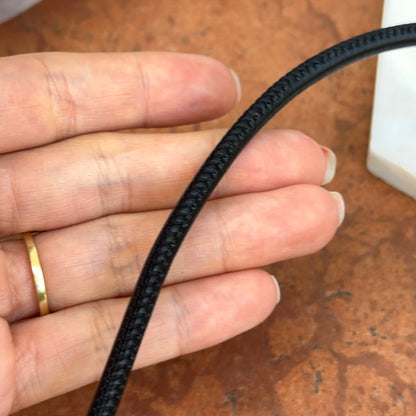 Black Stitched Leather + Stainless Steel 5mm Cord Swap Necklace