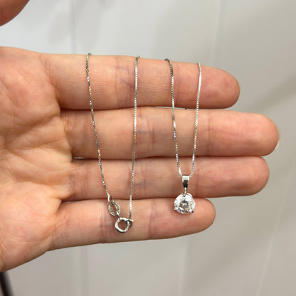 14KT White Gold Round Martini Lab Diamond Pendant Necklace