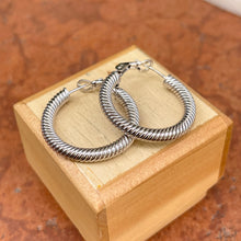 Load image into Gallery viewer, 14KT White Gold Twisted Round Tube Hoop Earrings 29mm