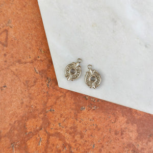 14KT White Gold Round Bezel Mounting Byzantine Style Earring Charms