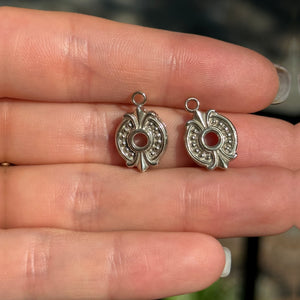 14KT White Gold Round Bezel Mounting Byzantine Style Earring Charms