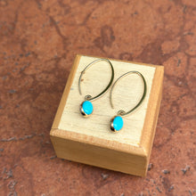 Load image into Gallery viewer, 14KT Yellow Gold Oval Turquoise Theader Oval Wire Earrings