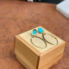 Load image into Gallery viewer, 14KT Yellow Gold Oval Turquoise Theader Oval Wire Earrings