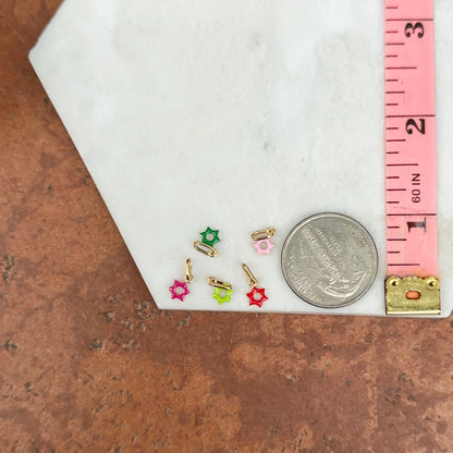 14KT Yellow Gold Dark Green Enamel Star of David Pendant Charm 6mm