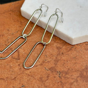 Sterling Silver 2 Paper Clip Link Large Dangle Earrings