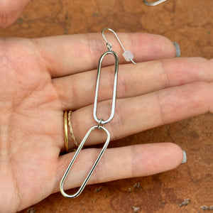 Sterling Silver 2 Paper Clip Link Large Dangle Earrings
