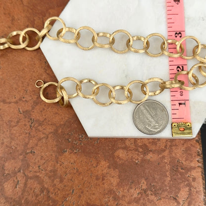 Estate 14KT Yellow Gold Matte 17mm Round Rolo Large Links Chain Necklace