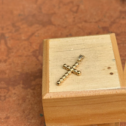 14KT Yellow Gold Beaded Cross Pendant Charm