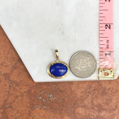 Estate 14KT Yellow Gold Oval Blue Lapis Pendant Enhancer
