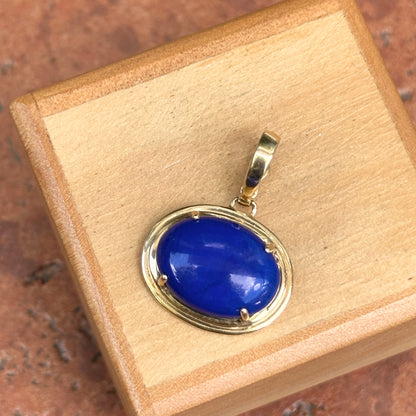 Estate 14KT Yellow Gold Oval Blue Lapis Pendant Enhancer