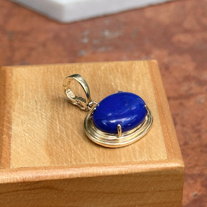 Estate 14KT Yellow Gold Oval Blue Lapis Pendant Enhancer