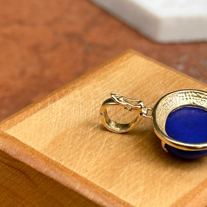 Estate 14KT Yellow Gold Oval Blue Lapis Pendant Enhancer